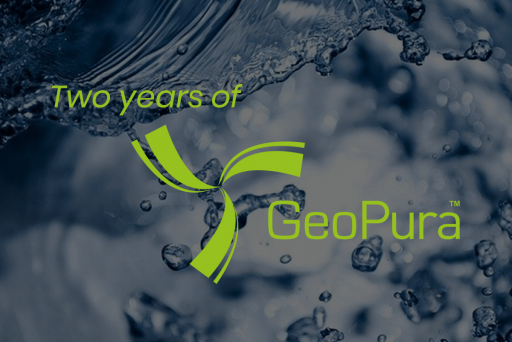 2 years of geopura graphic logo