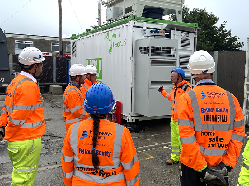 GeoPura green hydrogen generator fuelling construction and reducing emissions at Hull highways site